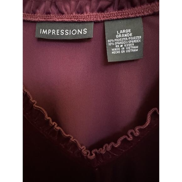 Impressions Velvet Wine Burgundy Ruffle Tunic Top Size L Whimsigoth Holiday - Picture 4 of 8